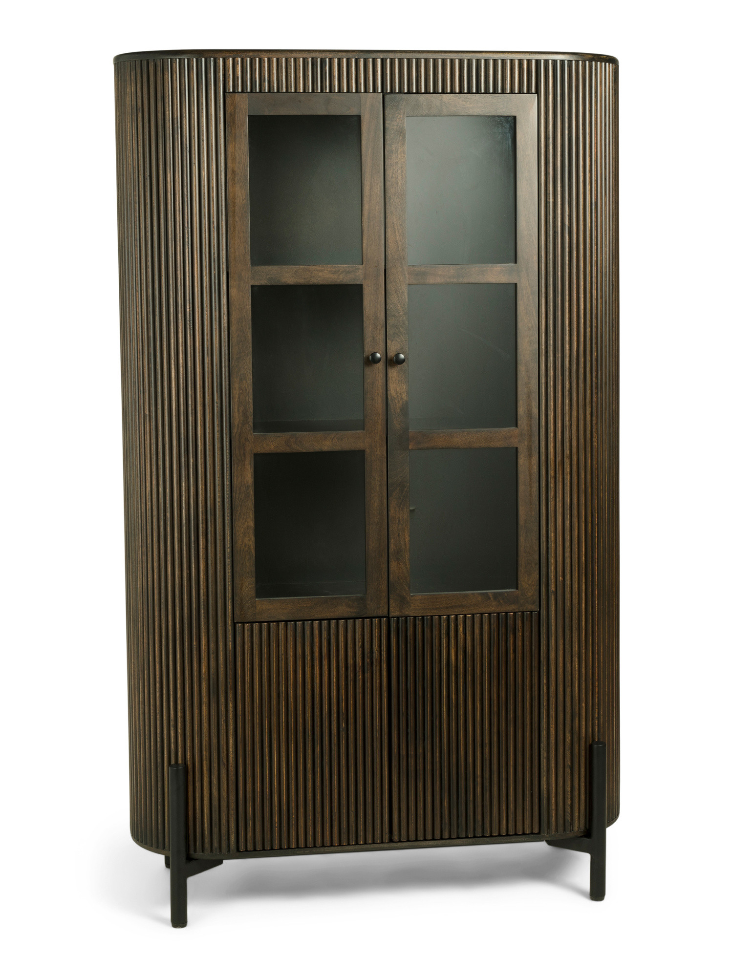 80inx48 Eaton Solid Mango Wood 2 Door Glass Inlay Cabinet | TJ Maxx