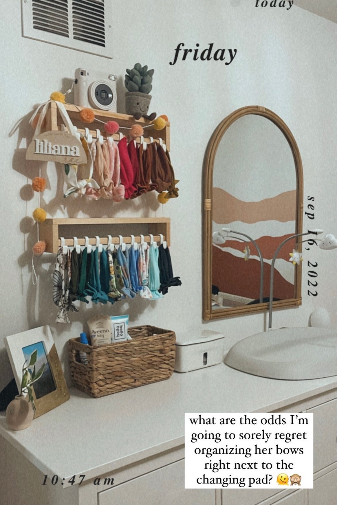 Baby girl nursery organization - Neutral boho nursery decor - baby girl bow organization

#LTKkids #LTKhome #LTKbaby