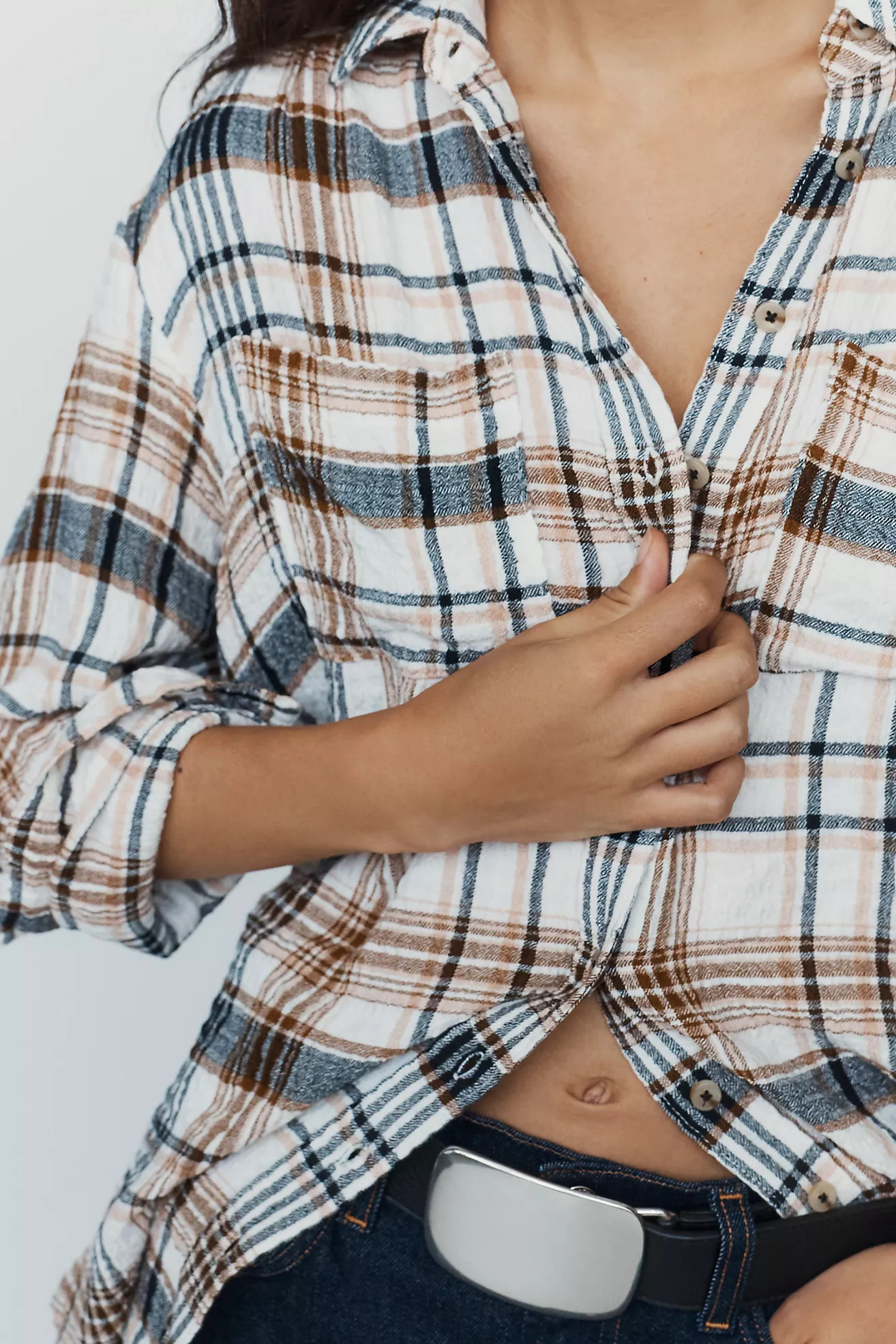 Pilcro Hadley Relaxed Plaid Buttondown Shirt | Anthropologie (US)