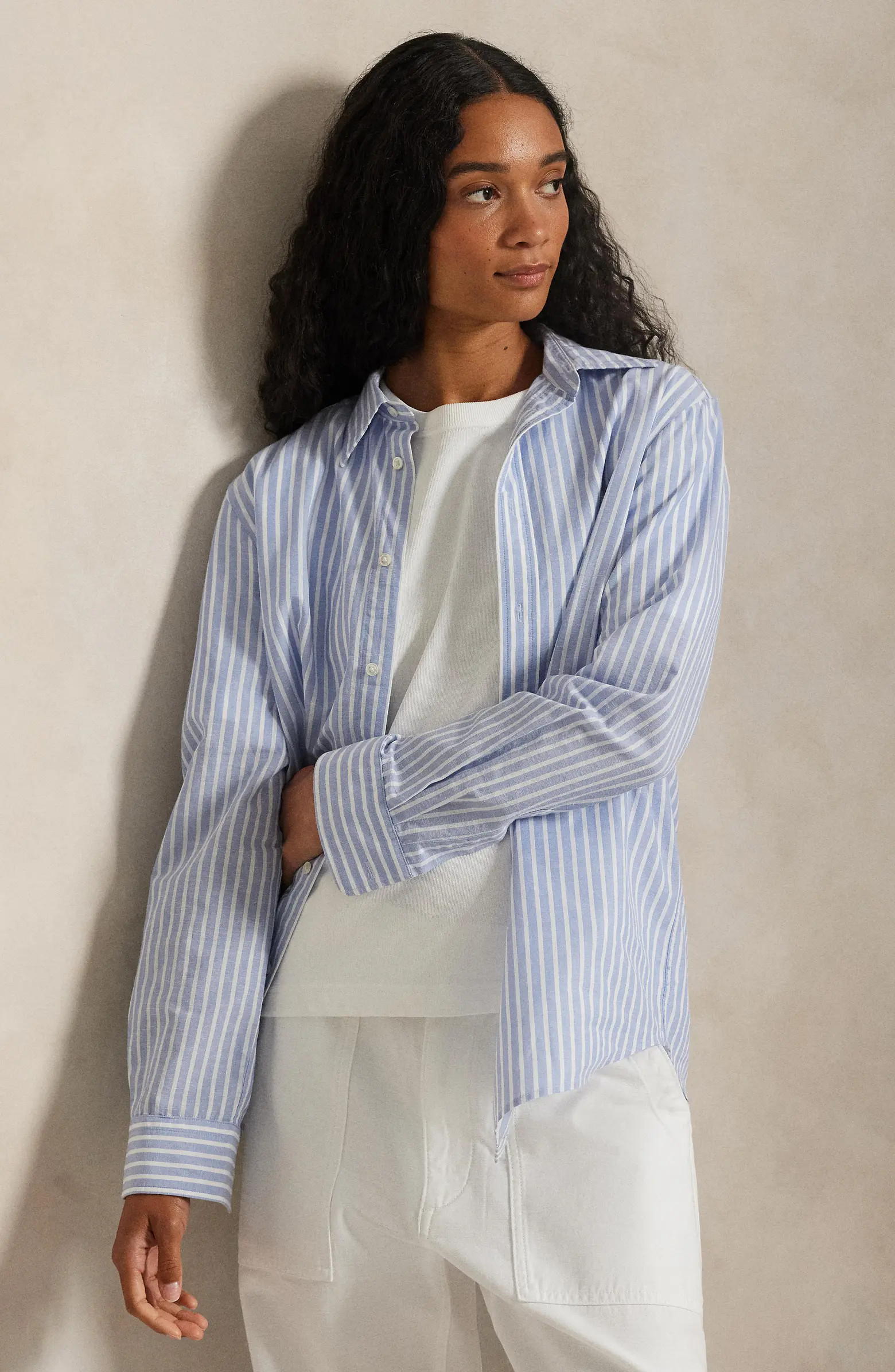 Classic Fit Stripe Cotton & Linen Button-Up Shirt | Nordstrom