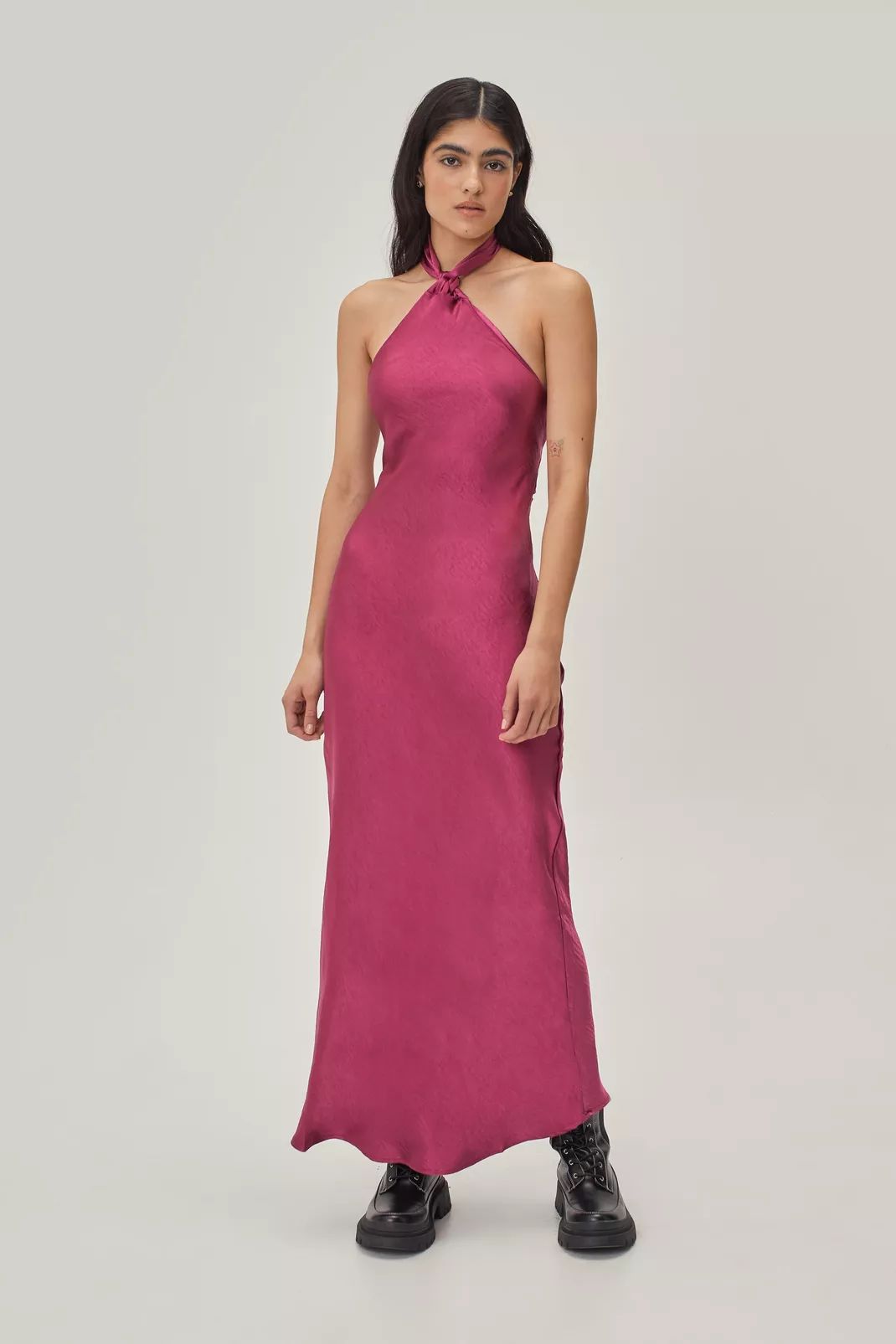 Knot Halter Neck Satin Midi Dress | NastyGal (UK, IE)