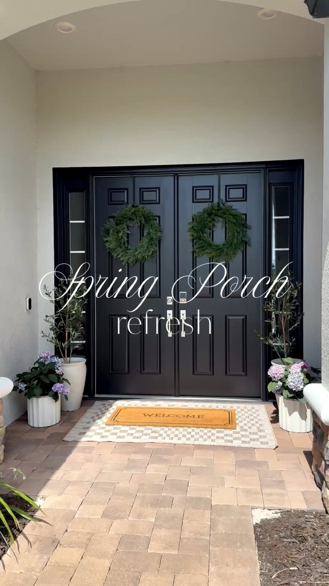 Did a little spring porch refresh 🪻💜

I just kept it simple adding a few faux olive trees in these gorgeous planters from Walmart, and adding some of my favorite fresh hydrangeas @lowes 



#frontporch #springporch #summerporch #outdoorrug #arearug #checkeredrug #olivetree #outdoordecor #planters #doormat #welcomemat #wreath #outdoorwreath #nearlynatural #amazon #walmart 

#LTKSeasonal #LTKHome