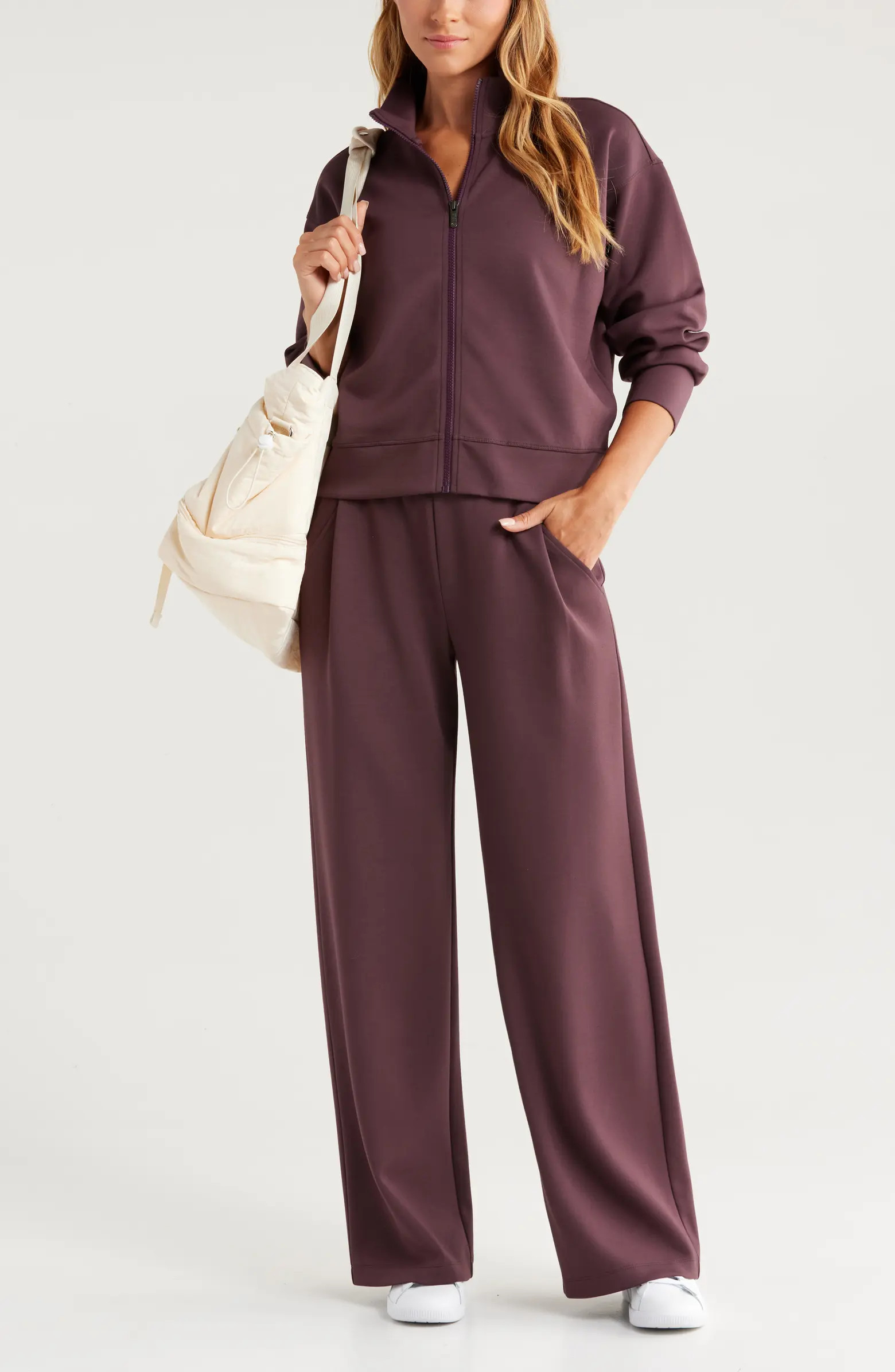 Zella Luxe Scuba Stand Collar Jacket | Nordstrom | Nordstrom