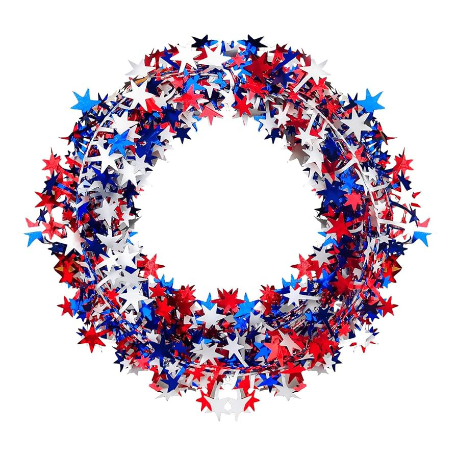 2 Rolls Tinsel Stars Wire Garland for Independence Day Veterans Memorial Patriotic 4th of July Pa... | Amazon (US)