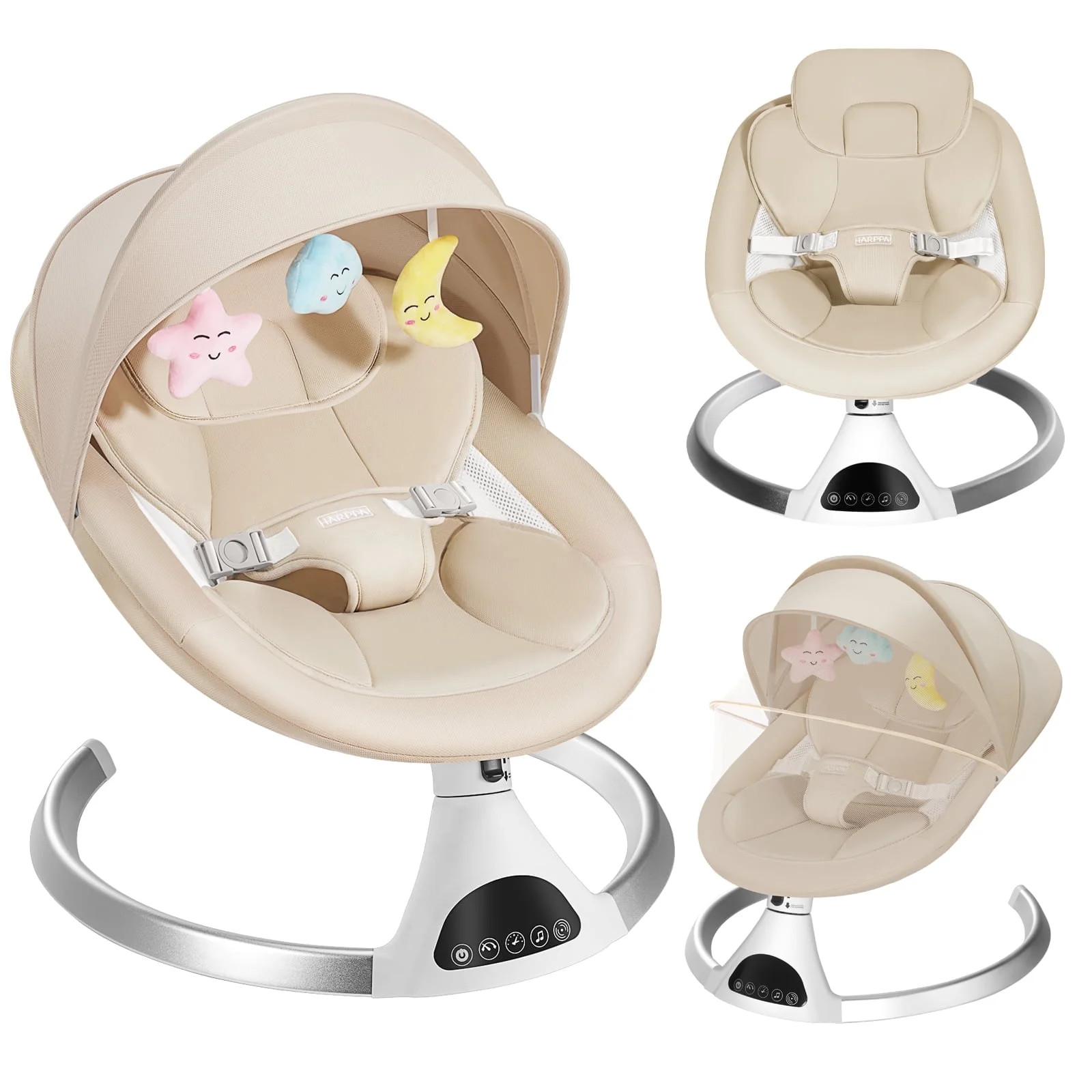 HARPPA Electric Baby Swing for Infants, Portable Baby Bouncer with Bluetooth Remote Control, Khak... | Walmart (US)