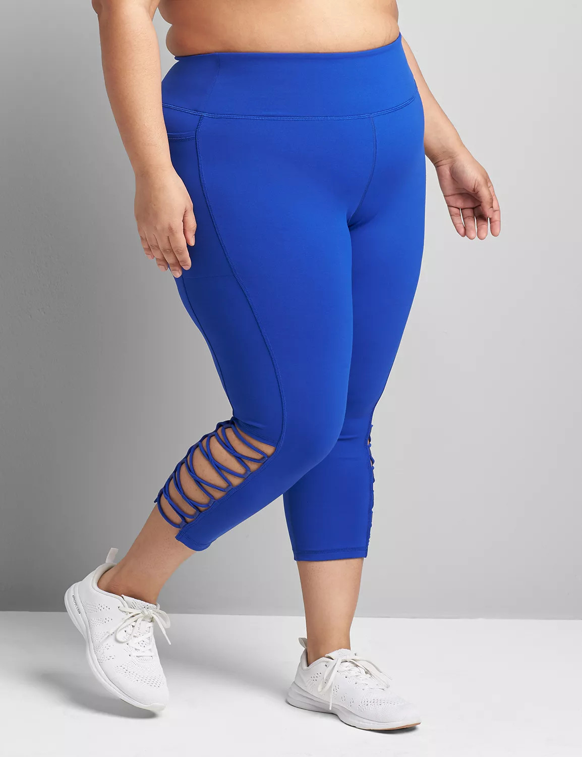 Lane Bryant Women's Livi High-Rise Wicking Capri Legging - Strappy Hem 38/40 Blue | Lane Bryant (US)