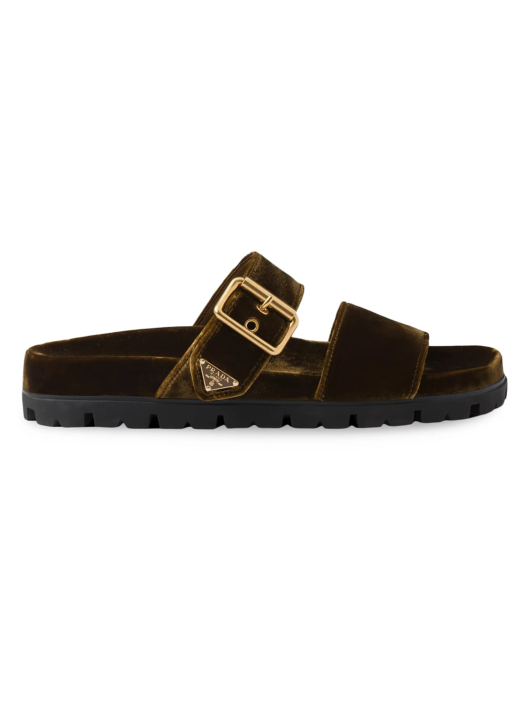 Shop Prada Velvet Slides | Saks Fifth Avenue | Saks Fifth Avenue