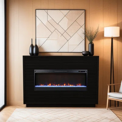 Solid Wood 62" Electric Fireplace with Mantel | Wayfair North America