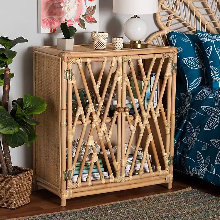 Natural Rattan Tropical Weave Decorative Cabinet | Kirkland's Home