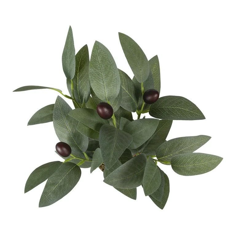 Mainstays Indoor 10" x 4" Artificial Olive Leaf Plant in White Pot, Green, 1pc - Walmart.com | Walmart (US)