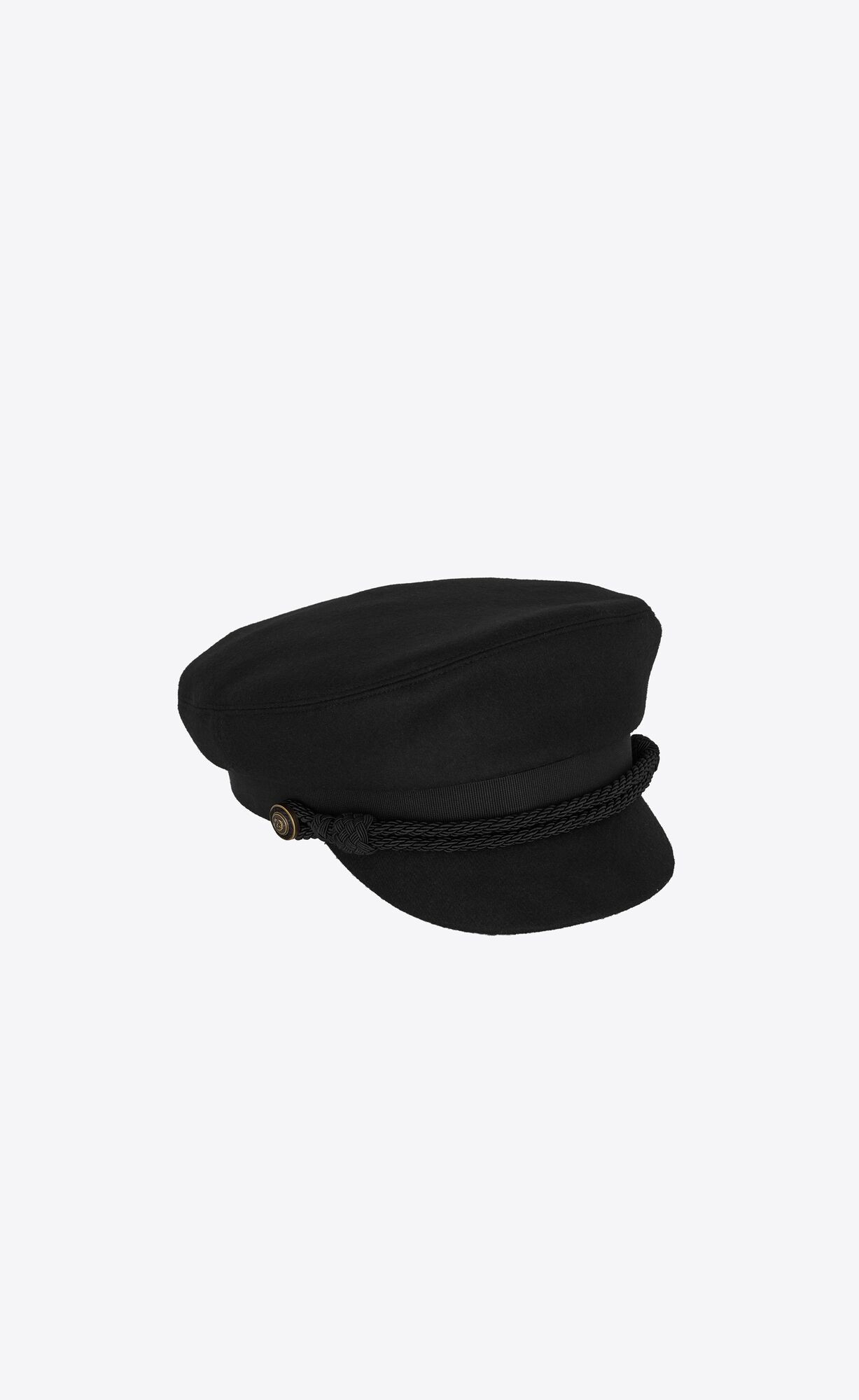 peaked cap in wool felt and leather | Saint Laurent __locale_country__ | YSL.com | Saint Laurent Inc. (Global)