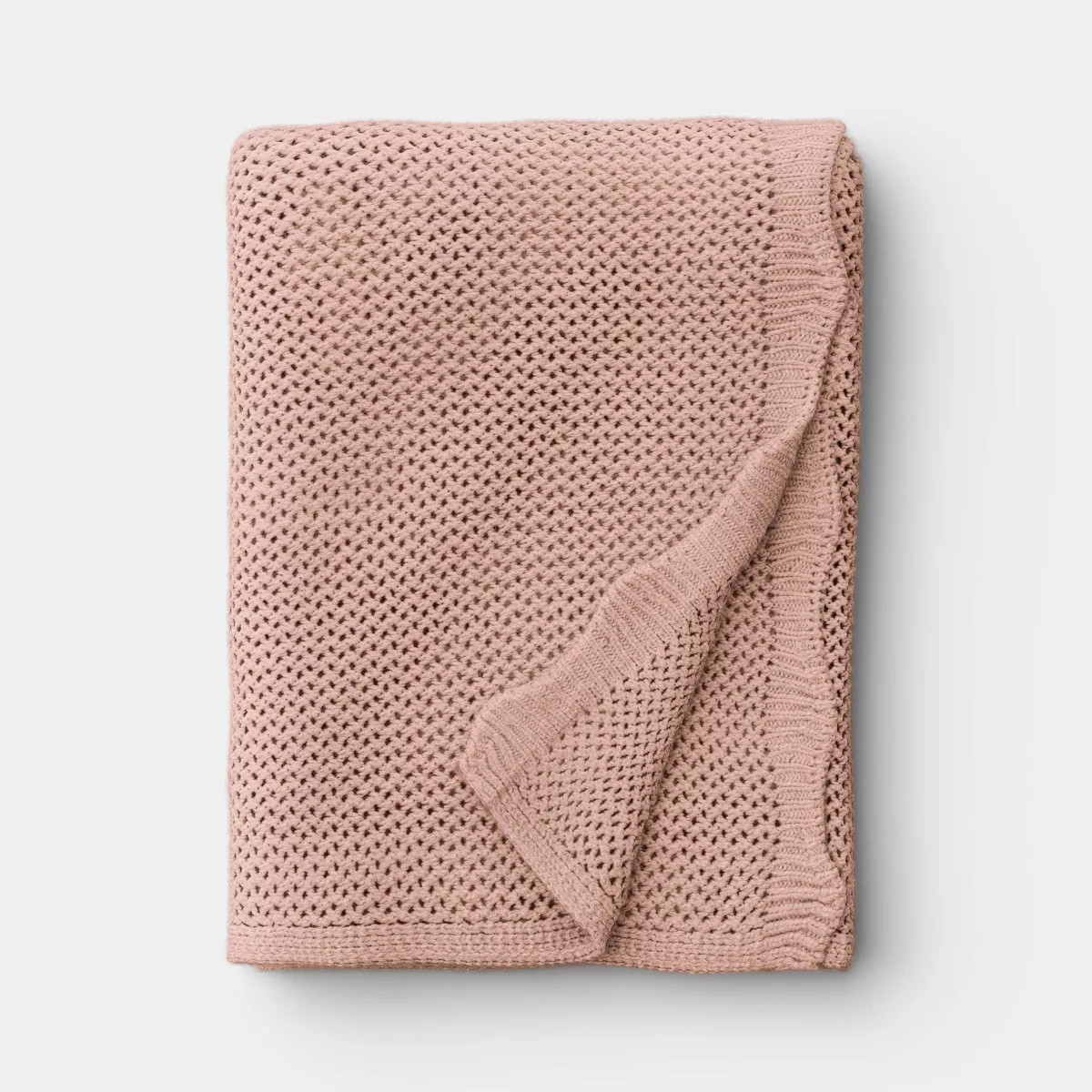 Knit Throw with Scalloped Edge Pink - Threshold™ | Target