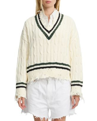 Oversized Cropped Cable Tennis Sweater | Bloomingdale's (US)