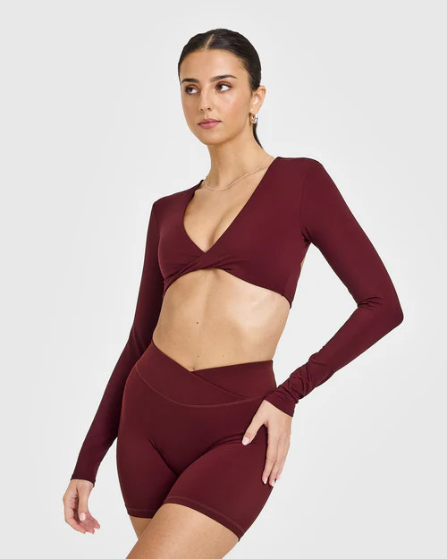 Unified Twist Front Long Sleeve Crop Top | Rosewood | Oner Active (UK / US)