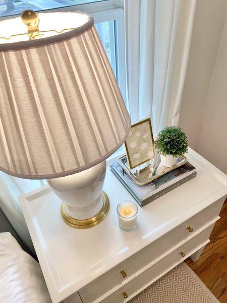 Nightstand details! My lamp is currently under $80! I did change out the lampshade it came with to the pleated one pictured! I linked the pleated lamp shade as well!

#LTKhome #LTKsalealert #LTKfindsunder100