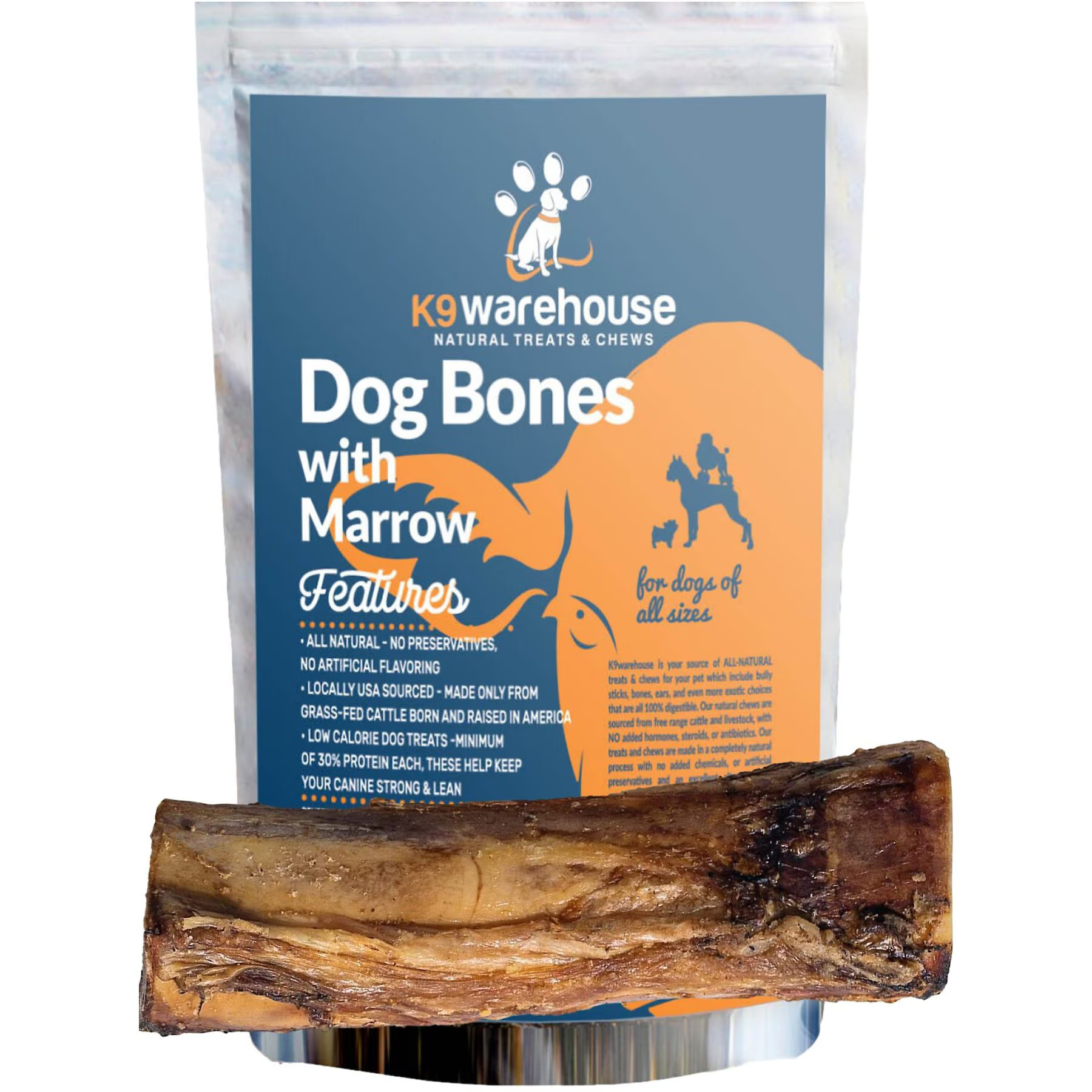 K9warehouse Beef Marrow 5-6-in Dog Bone Treats, 6 count | Chewy