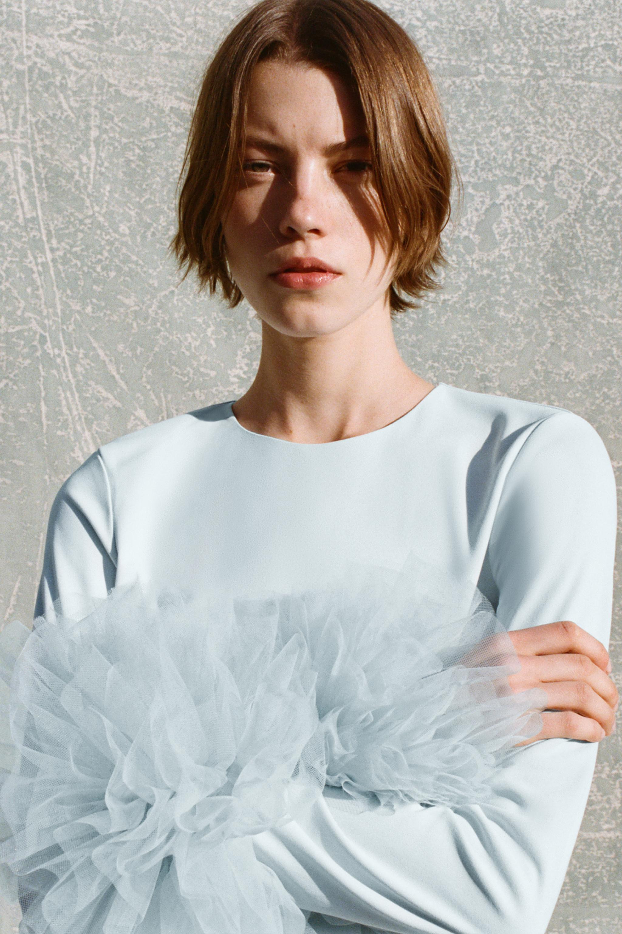 SHORT TULLE CUFF VOLUME DRESS | Zara US