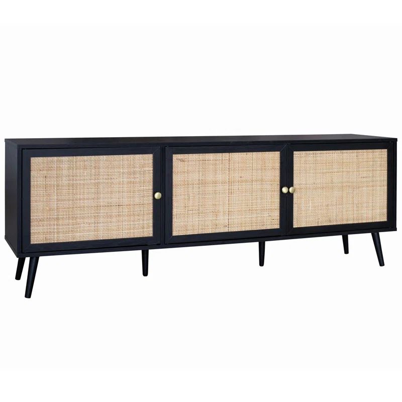 Presley Rattan Entertainment Console For Tvs Up To 79", Natural Wood | Wayfair North America