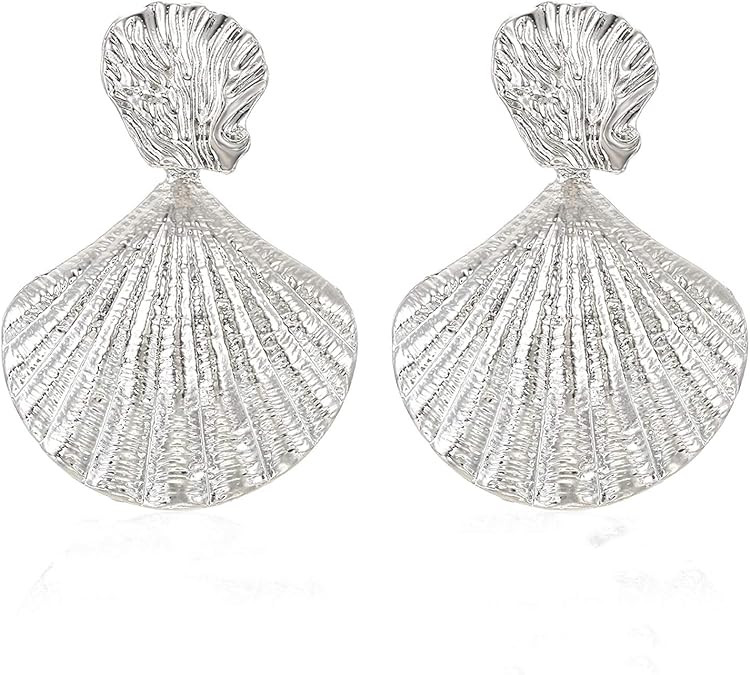 NLCAC Seashell Earrings Statement Gold Metal Mermaid Scallop Sea Shell Drop Earrings Beach Jewler... | Amazon (US)