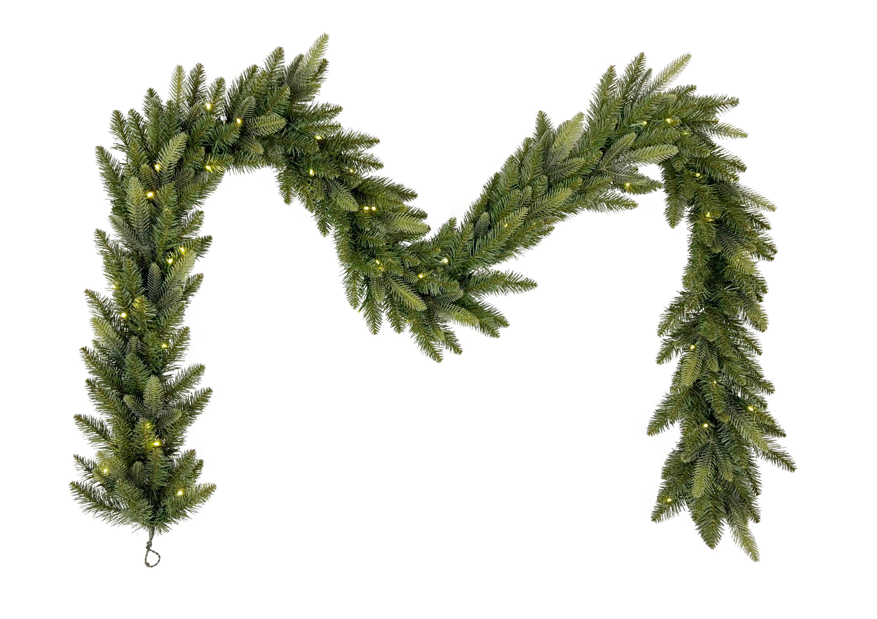Holiday Living EVERETT Indoor/Outdoor Pre-lit Battery-operated 9-ft Fraser fir Artificial Garland with LED Lights in Green | LW24G17R1-9LDBO | Lowe's