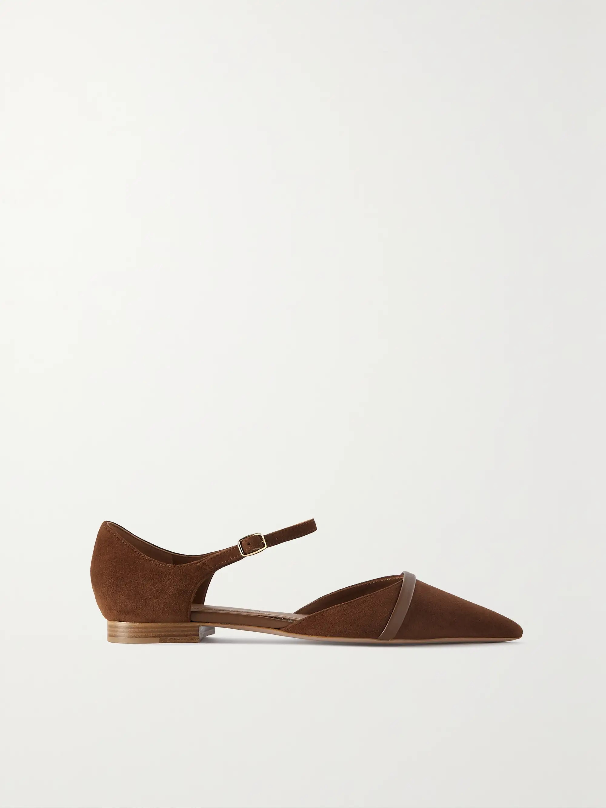 Leather-trimmed suede point-toe flats | NET-A-PORTER (US)