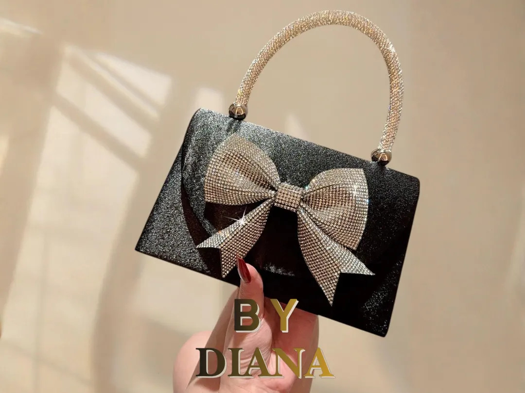 Black Rhinestone Bow Mini Handbag – Sparkly Evening Bag, Elegant Party Purse, Bridal Clutch Gif... | Etsy (US)