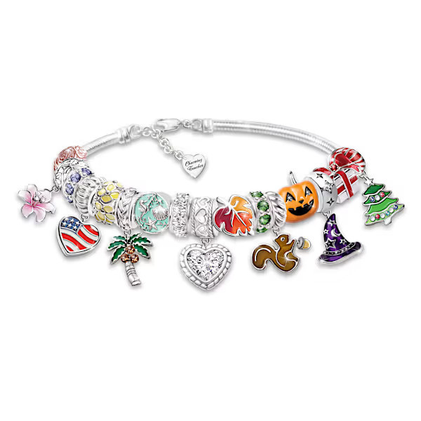 Hand-Enameled Holiday Charm Collection With Free Bracelet | Bradford Exchange