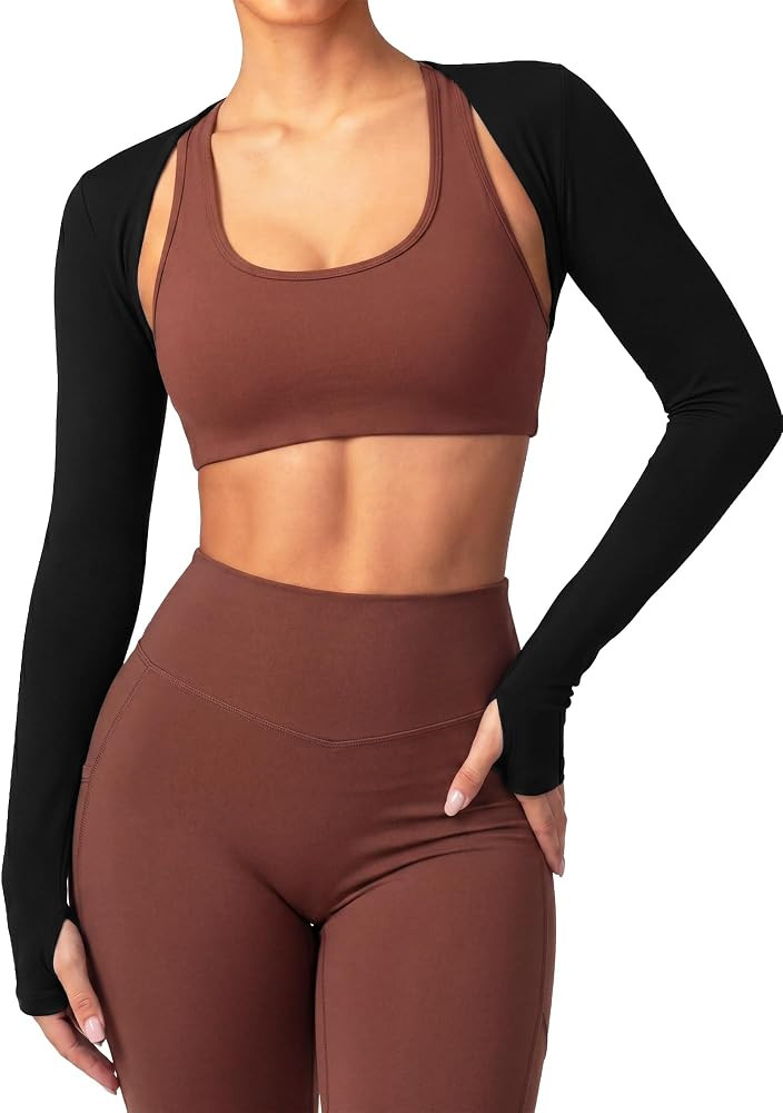 Stelle Women's Athletic Bolero Shrug Long Sleeve Yoga Cover Arm Shoulder Open Front Workout Cardi... | Amazon (US)