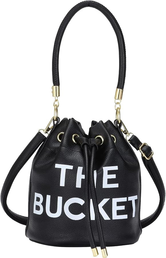 JQAliMOVV Mini Leather Bucket Bags for Women Drawstring Bucket Purse Crossbody Handbags Hobo Bag | Amazon (US)