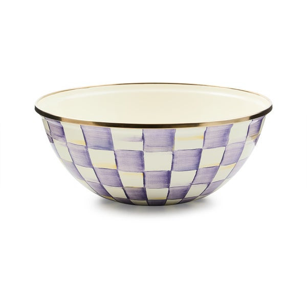 MacKenzie-Childs Violet Check Medium Everyday Bowl | MacKenzie-Childs
