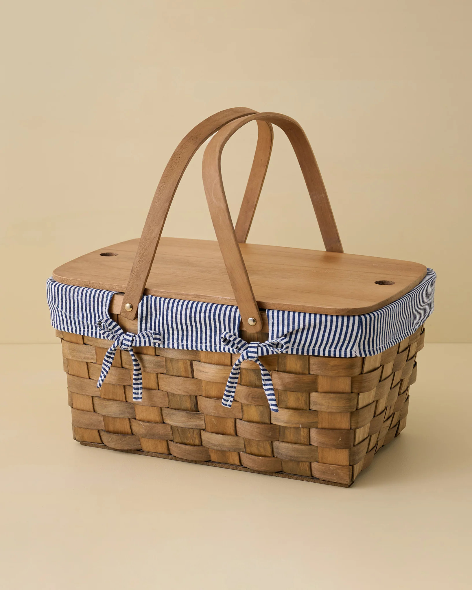 Handwoven Picnic Basket with Striped Liner | Magnolia