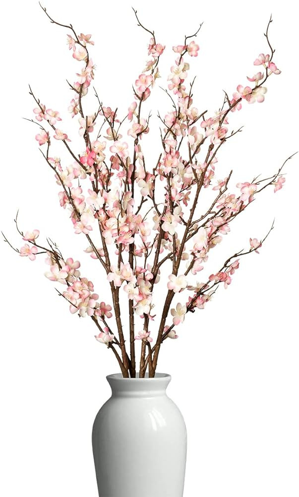 4Pcs Cherry Blossom Branches Artificial Flowers for Spring Summer Indoor Decoration,Faux Long Ste... | Amazon (US)