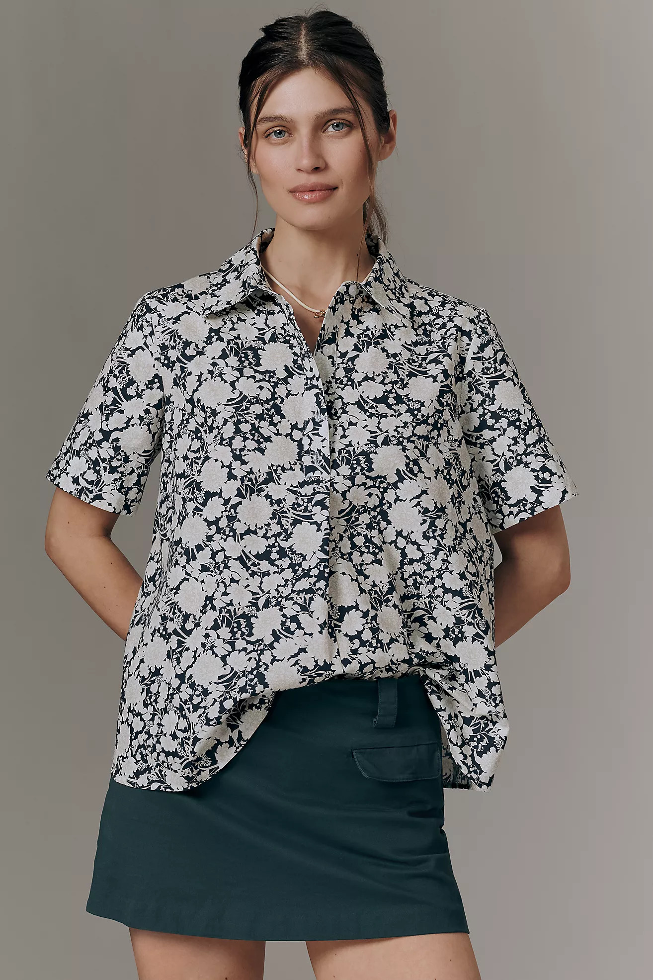 Pollie Short-Sleeve Swing Blouse | Anthropologie (US)