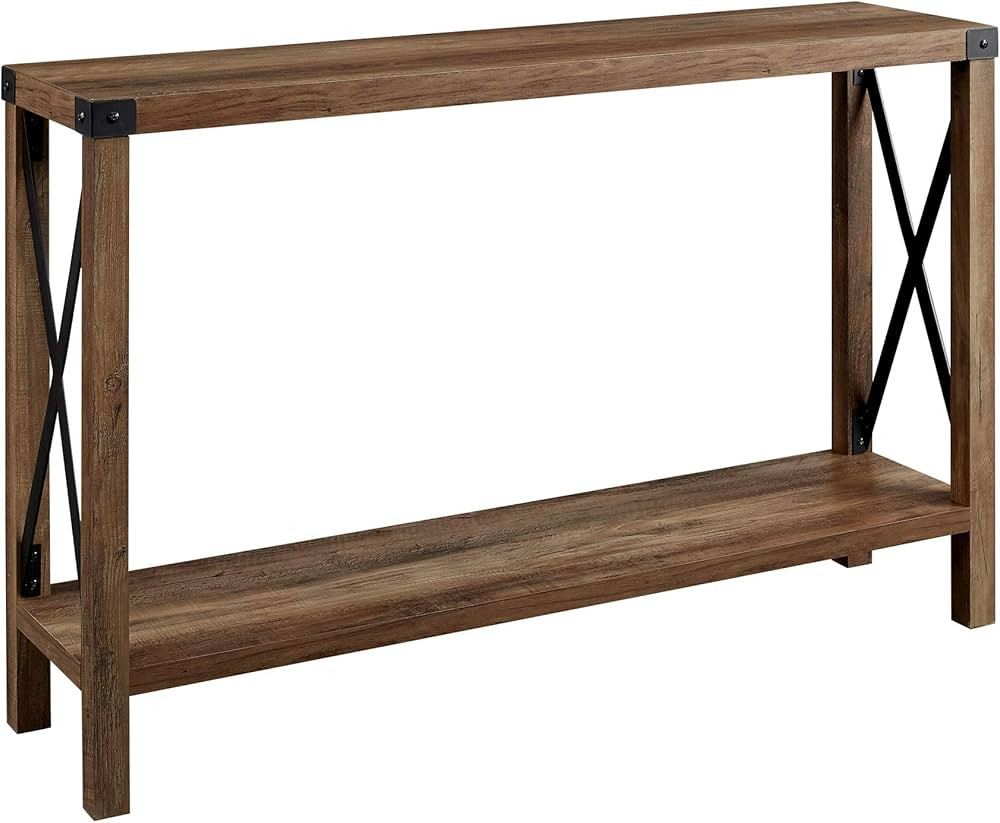 Walker Edison Sedalia Modern Farmhouse Metal X Entry Table, 46 Inch, Rustic Oak | Amazon (US)
