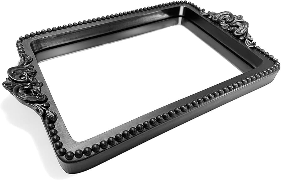 Vintage Black Tray with Mirror Glass Base | Card Holder for Guests During Occasions and Events or... | Amazon (US)