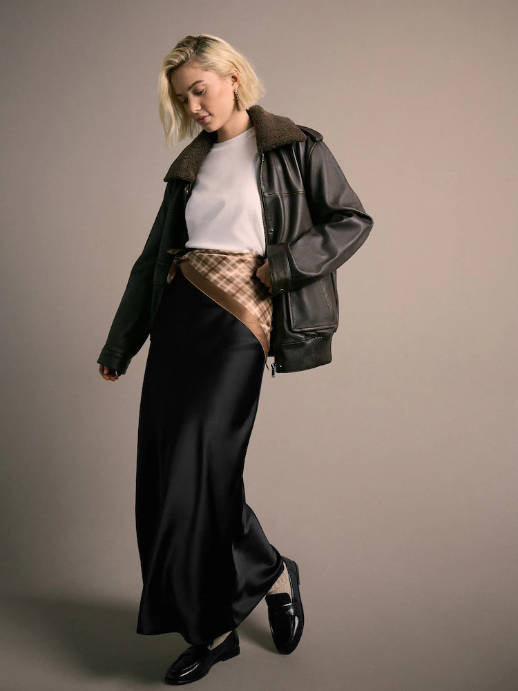 Black Satin Midi Skirt | Next EU