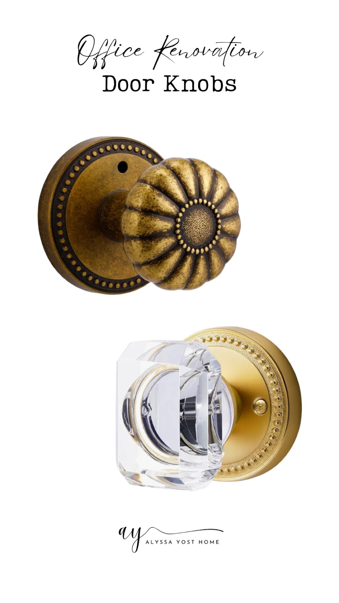 I’ve narrowed my choose of office doorknobs down to these two. Which one would you pick?