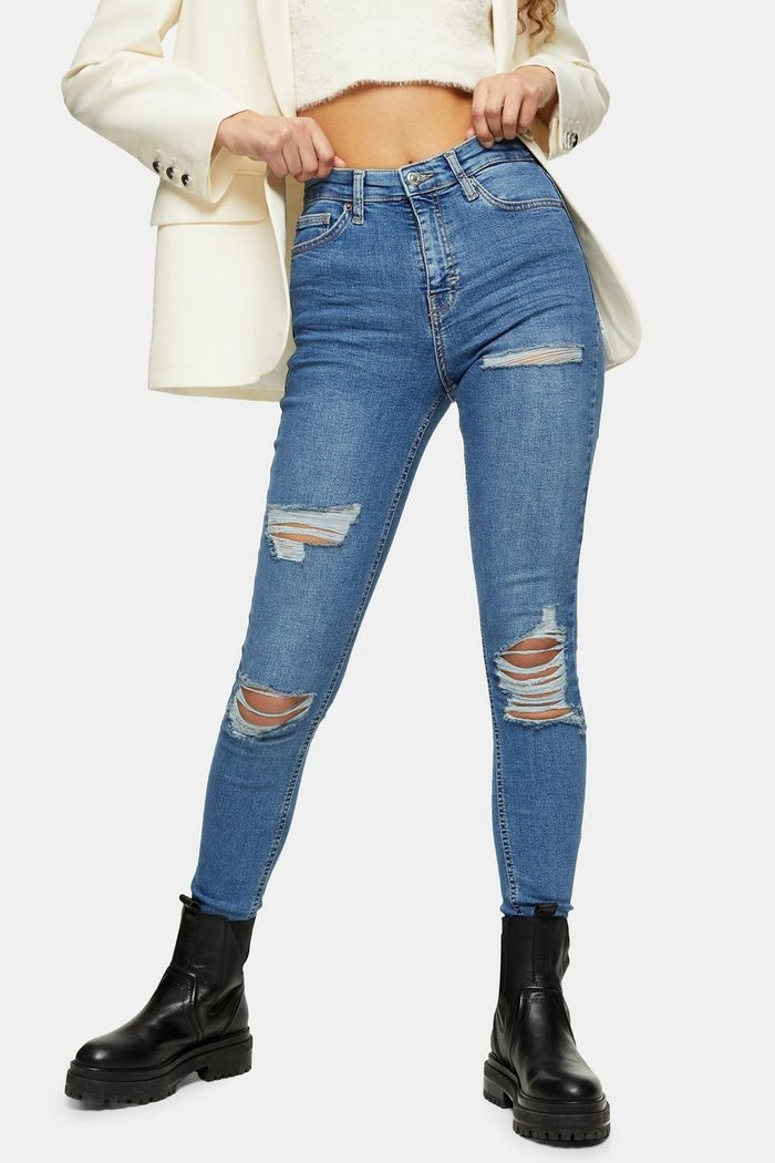 Mid Blue Super Rip Jamie Skinny Jeans | Topshop UK