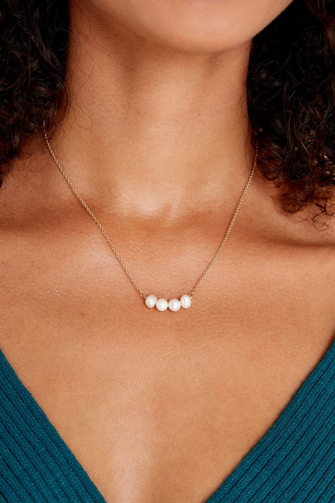 Put Your Pearls On Gold Necklace | Red Dress 