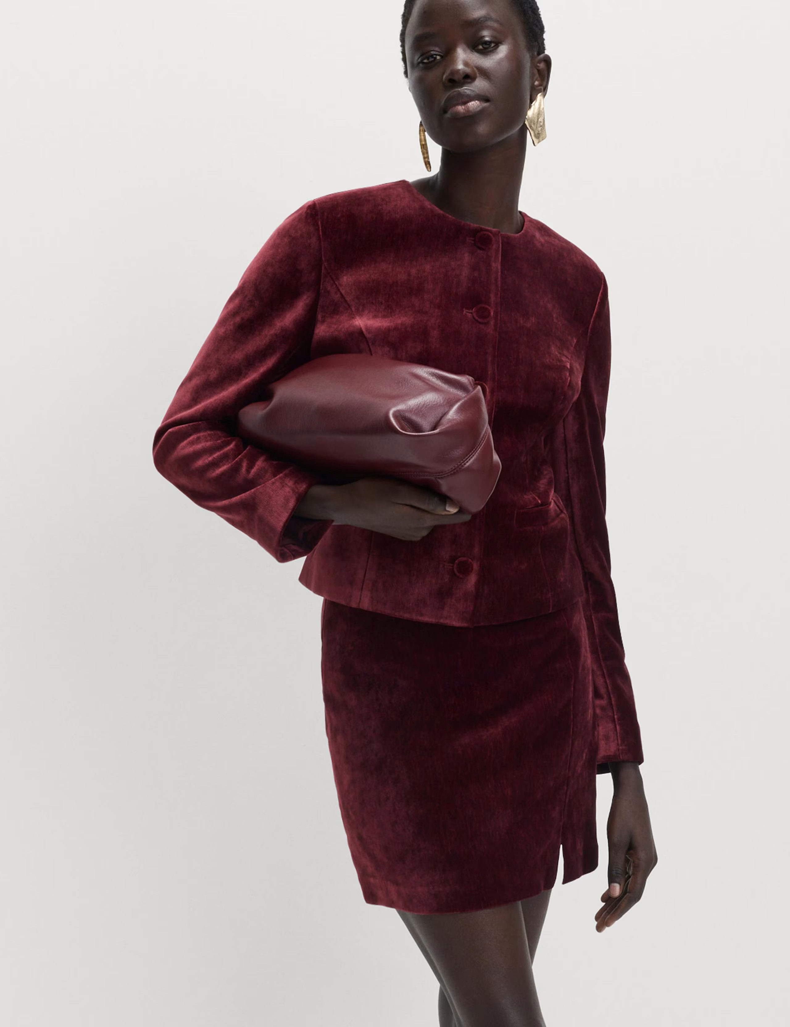 Velvet Mottled Colarless Fitted Jacket | Marks & Spencer (UK)