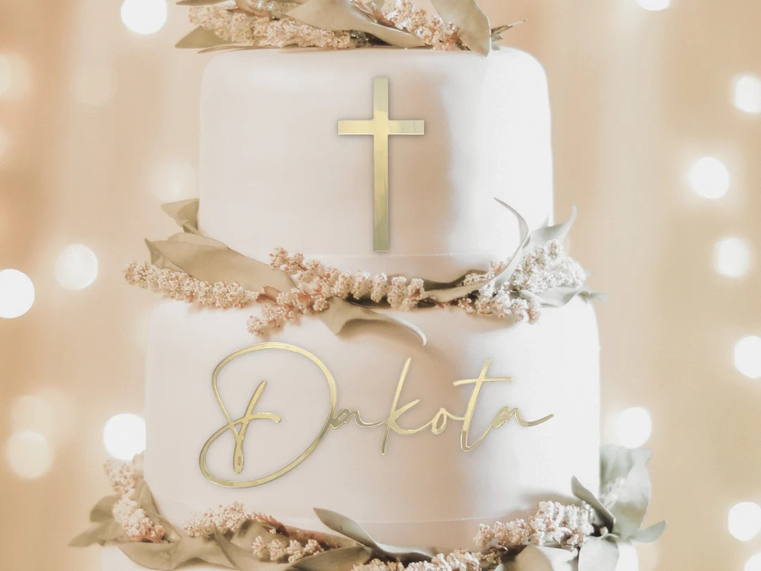 Custom Baptism Cake Charm Cross Cake Charm Personalized First Communion Cake Charm Christening an... | Etsy (US)