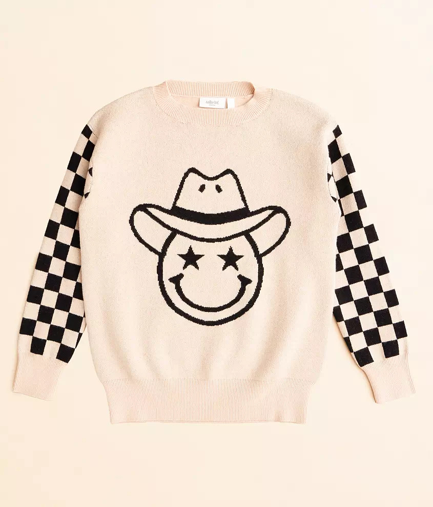Girls - Checkered Smiley Sweater | Buckle