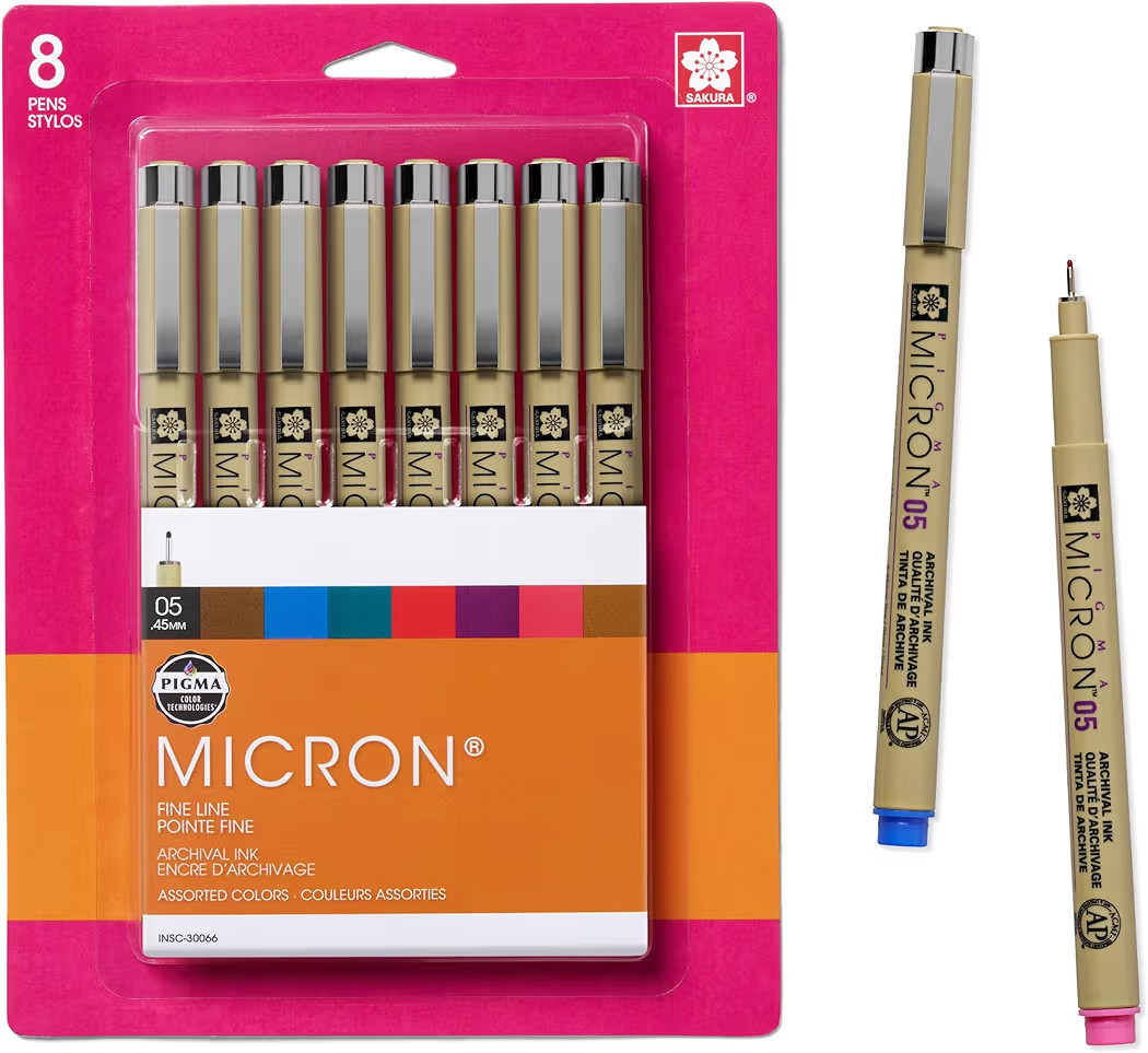 SAKURA Pigma Micron Fineliner, 05 Tip, Ass't Archival Colors, 8 PK 30066 | Amazon (US)