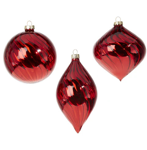 Red Blown Glass Ornament (3 Assorted) | 305 Deco Living & Co