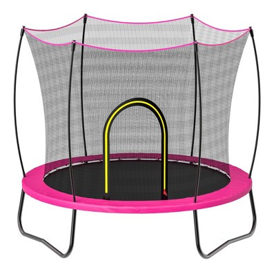 HTUTWOO 55 Inch Round Trampoline - Safety Enclosure Net, 3 U-Shaped Support Legs, 6 Safety Net Poles and Galvanized Frame for Kids - Pink | Target