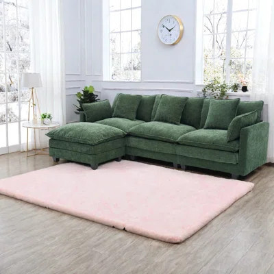 Space-saving Dark Green Sofa, Multifunctional Wooden Couch For Modern Living | Wayfair North America