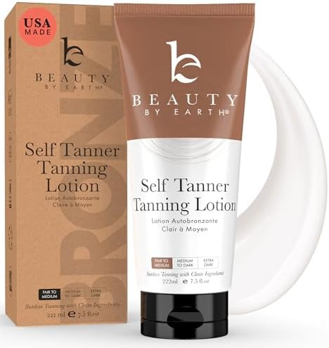 Tanning Lotion Self Tanner - USA Made with Natural and Organic Ingredients Non Toxic Sunless Brow... | Amazon (US)