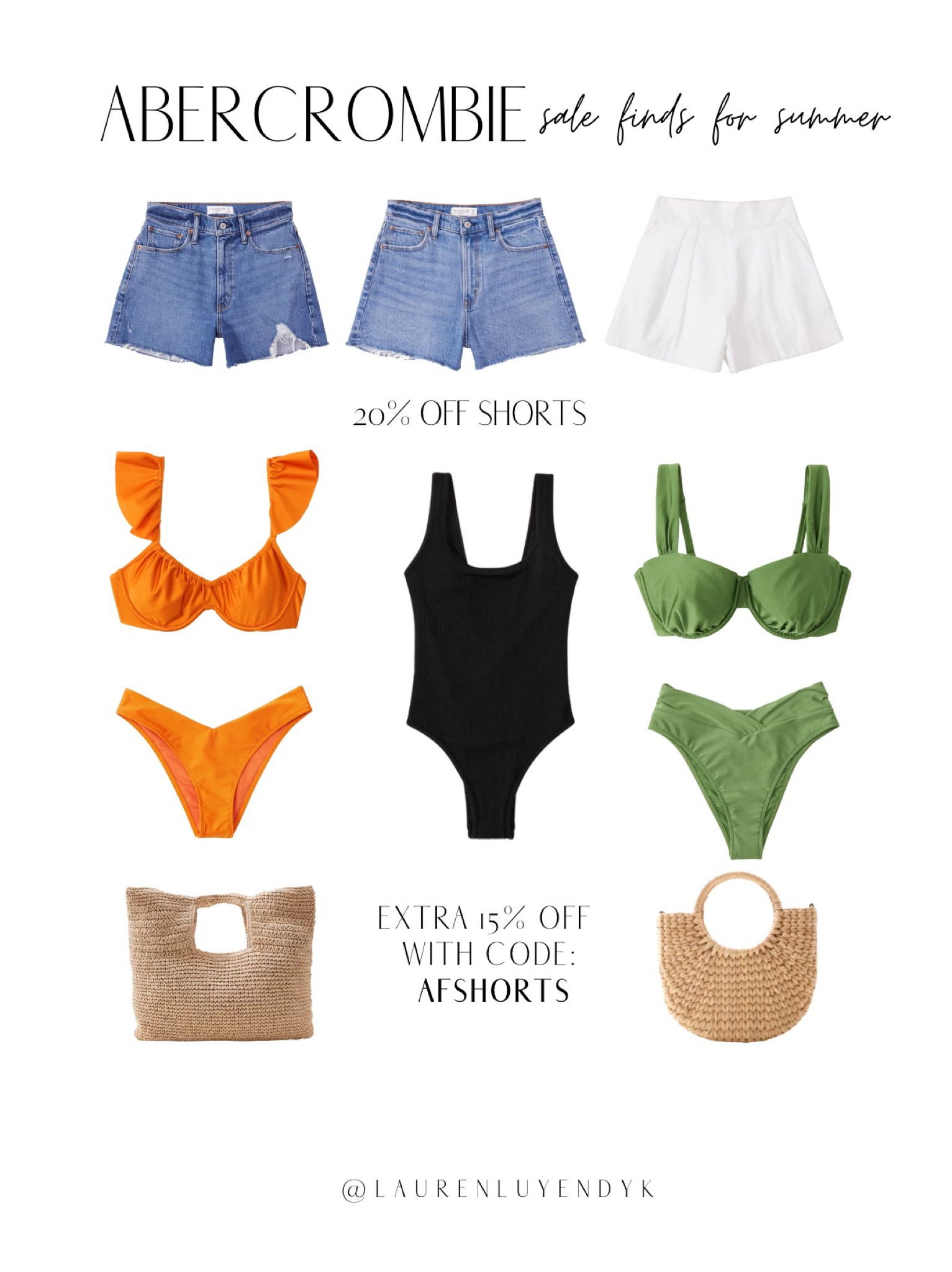 Abercrombie sale picks for summer! Shorts are 20% off, 15% off almost everything else plus an additional 15% off with code AFSHORTS

#LTKswim #LTKFind #LTKsalealert