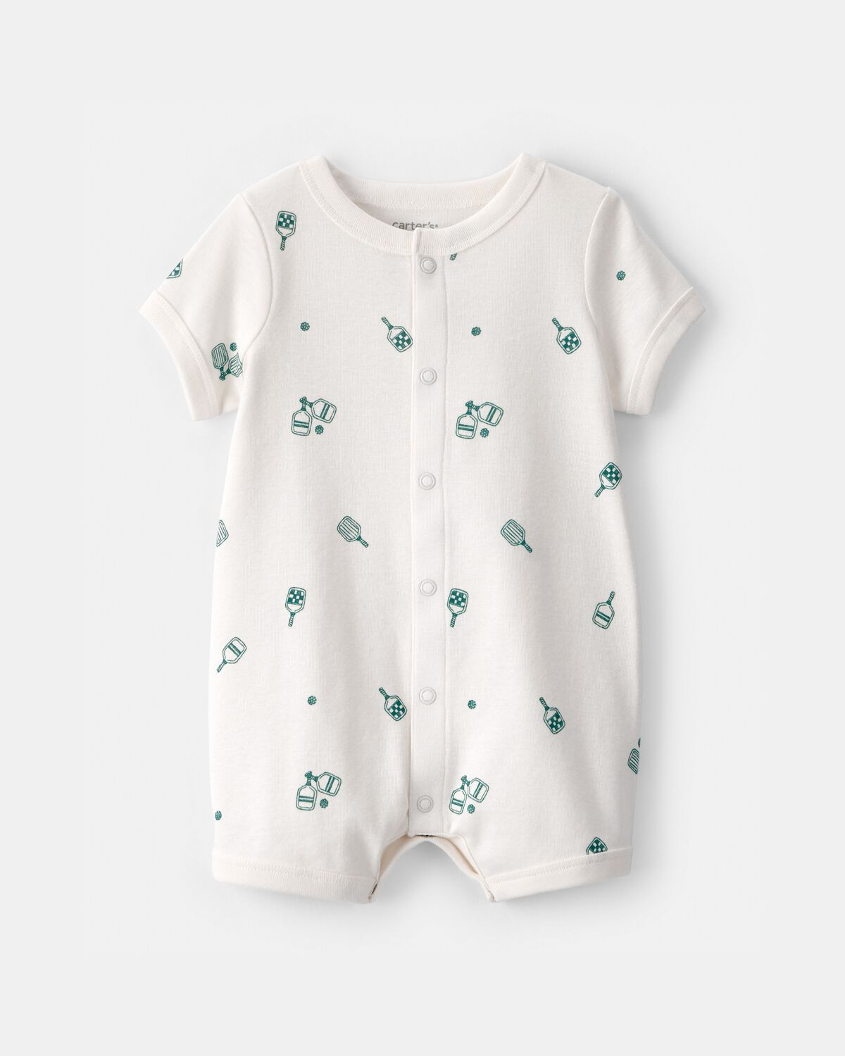 Baby Pickleball Short-Sleeve Romper - White | Carter's Inc