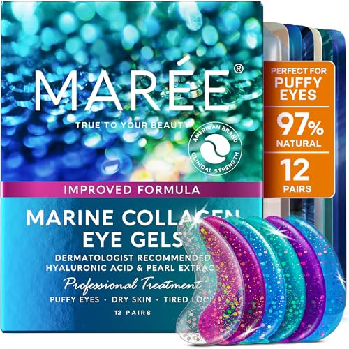 MAREE Eye Gels - Cooling Pads Under Eye Patches for Puffy Eyes and Dark Circles with Collagen & Hyaluronic Acid - Anti Wrinkles Under Eye Masks Skincare Treatment for Puffiness - Parches Para Ojeras | Amazon (US)